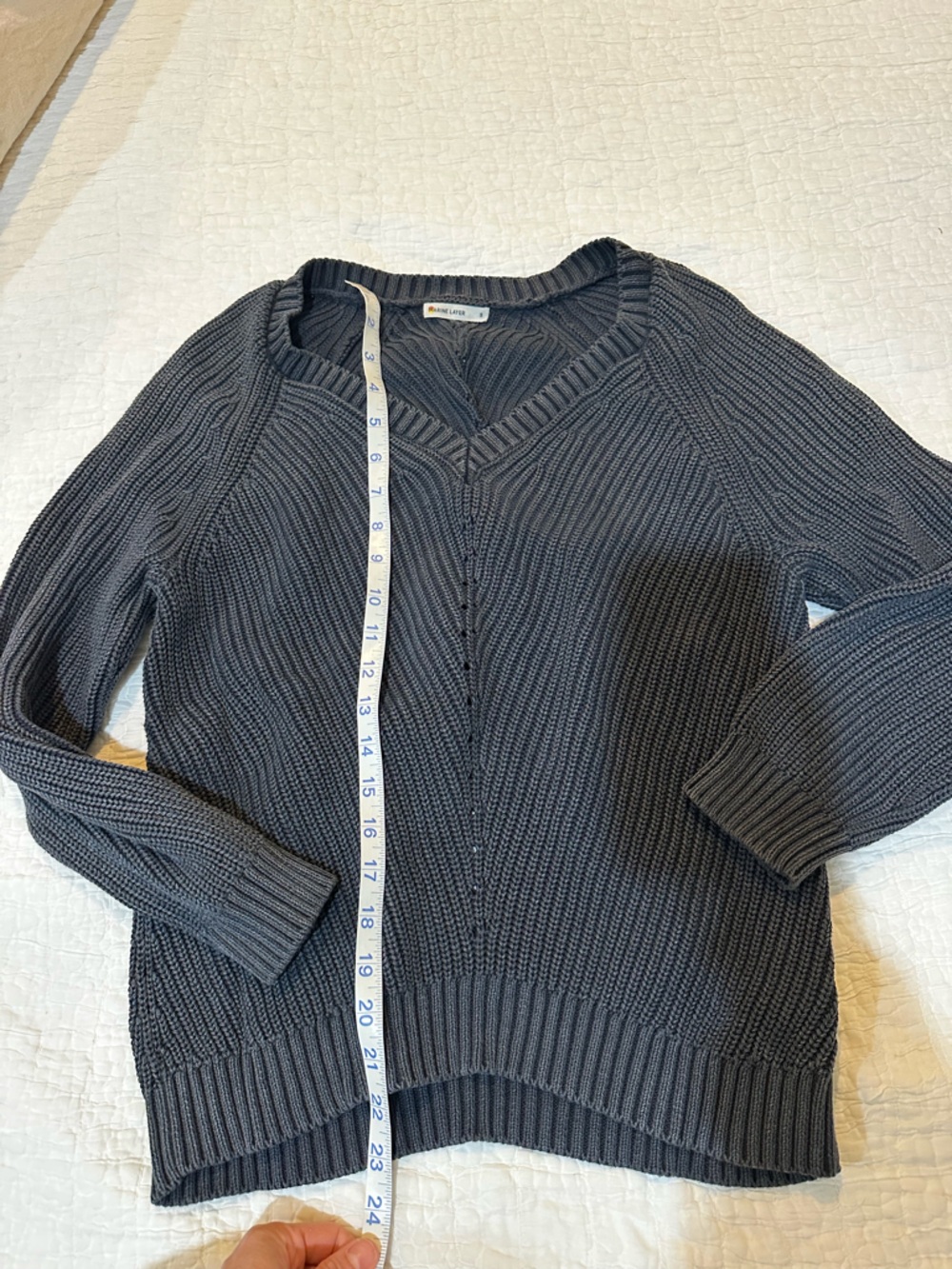 Marine Layer Charcoal Ribbed V-Neck Sweater